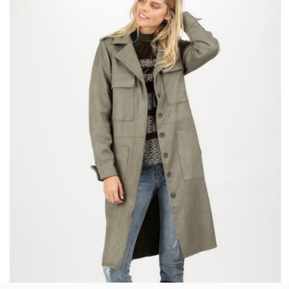 🔥New Pol micro-suede Trench coat